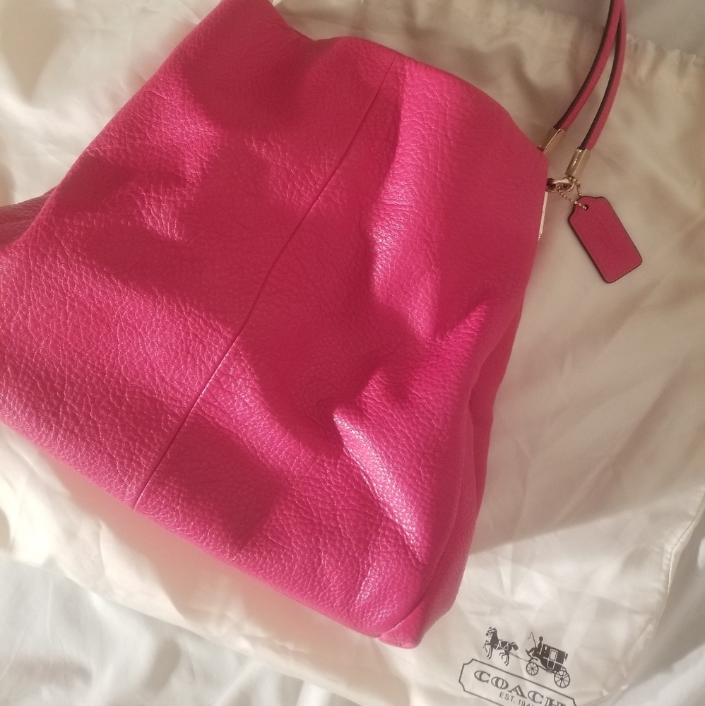 Coach pink Madison pebbled leather handbag